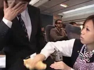 Japanese Stewardess Gives Hot Handjob on Plane Turns into Nippon Fuck Fest