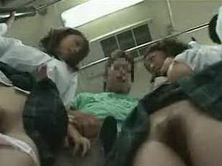 Japanese Schoolgirls Getting Fucked on Public Transport